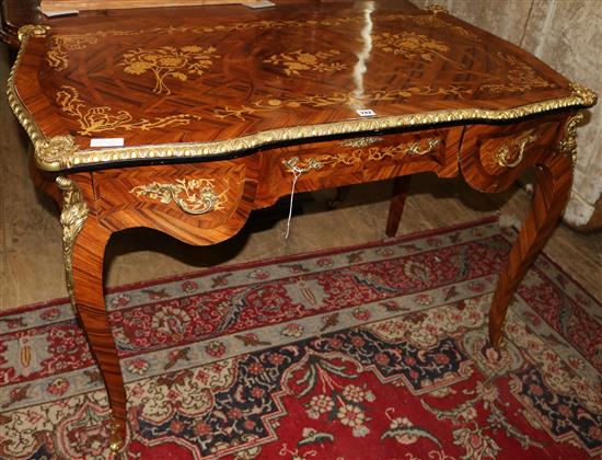 Louis XV style marquetry inlaid kingwood bureau plat